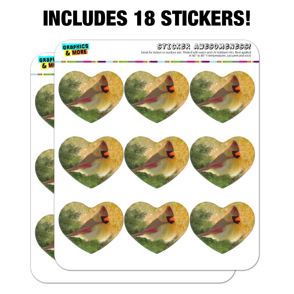 Christmas Holiday Cardinal Bird Heart Shaped Planner Stickers - Scrapbook & Calendar Decorative Stickers for DIY Crafts, Journaling, and Gift Wrapping