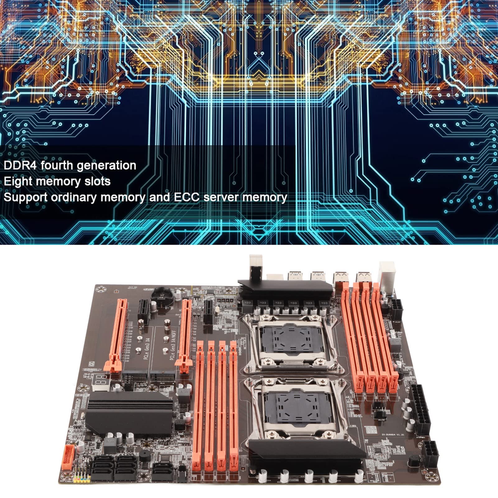 Akozon X99 Motherboard - Dual Socket LGA 2011-3, DDR4 Support, M.2 & SATA Ports, USB 3.0 - Ideal for Gaming PCs, Workstations & Content Creation Studios