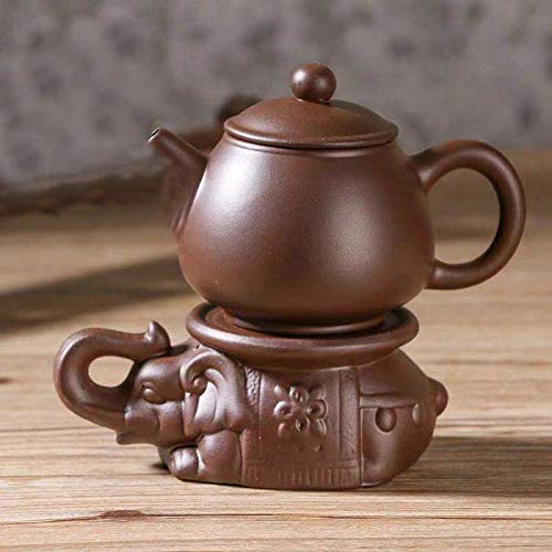 Handmade Yixing Purple Clay Teapot Pad - Chinese Kung Fu Ceramic Elephant Teapot Holder & Tea Pet - Zisha Clay Tea Tray Decor for Gongfu Tea Ceremony - Perfect for Home, Office Tea Set (Purple)