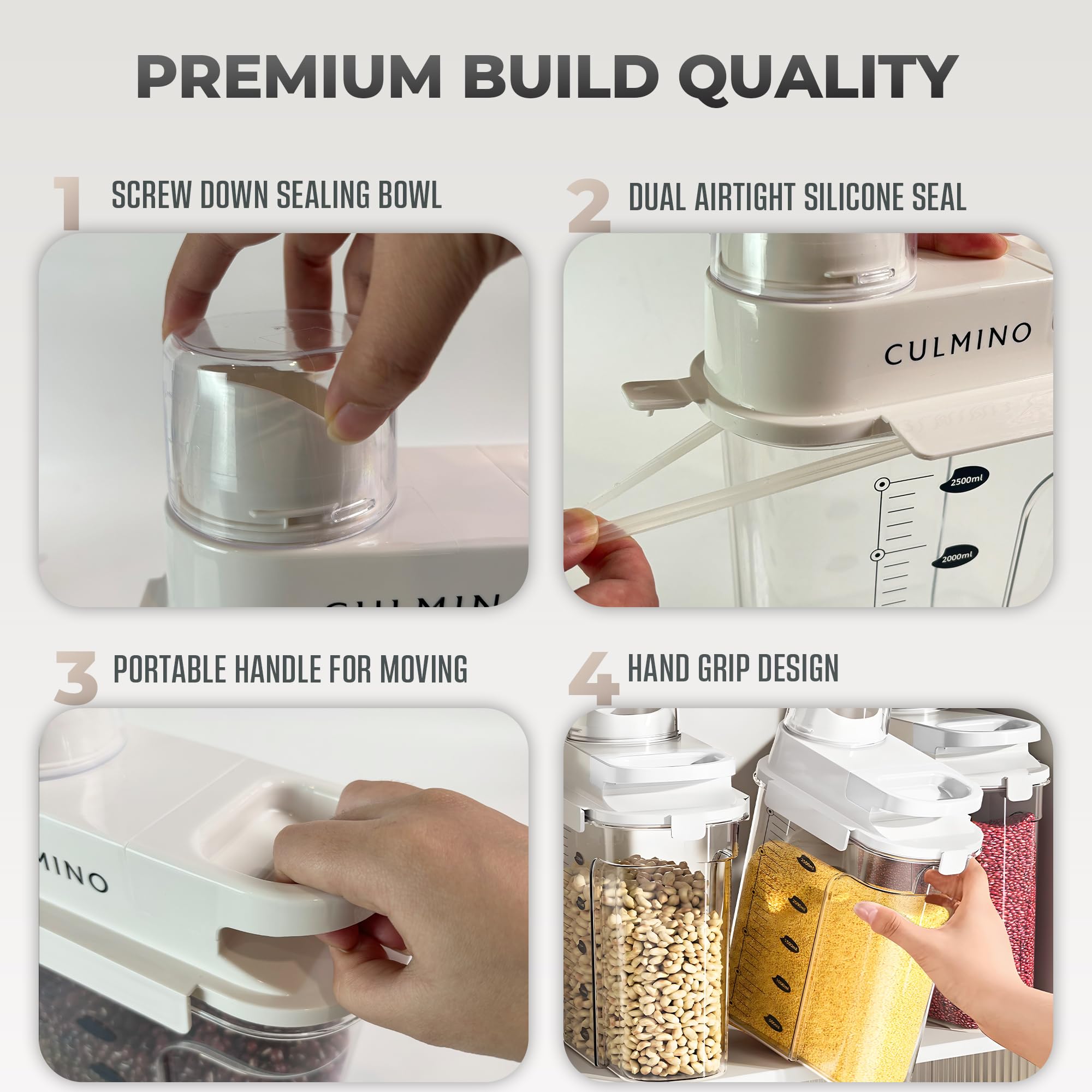Airtight 1.8L BPA-Free Plastic Cereal Storage Container with Pouring Spout & Measuring Cup - Leak-Proof Food Dispenser for Rice, Flour, Pet Food, Snacks & Dry Goods - Perfect for Kitchen Pantry Organization & Bulk Food Storage