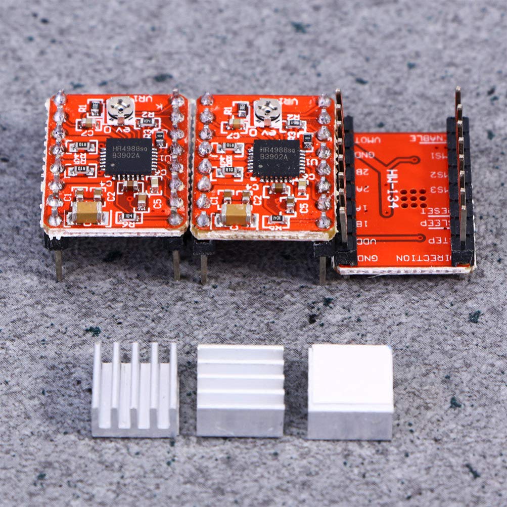 5pcs Stepper Motor Driver Module for 3D Printer Accessories - Red PCB Radiator, 3 Stepper Motor Pedals - Perfect for DIY Electronics, Robotics, and CNC Projects