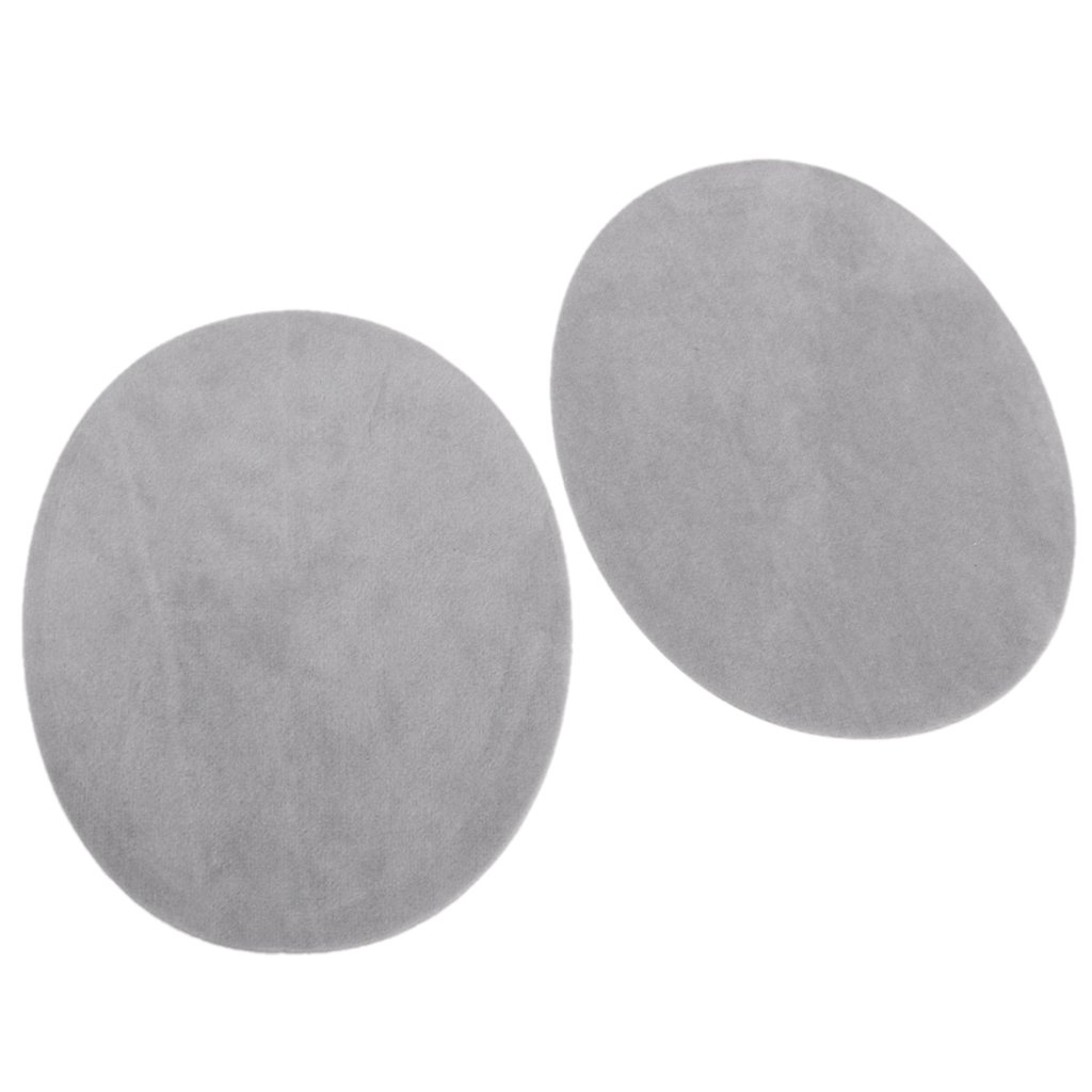 1 Pair Oval Flocking Iron-On Elbow Knee Patches (Light Grey) - Durable Fabric Repair for Jeans, Jackets & Workwear - Perfect for DIY Clothing Upgrades & Costume Design