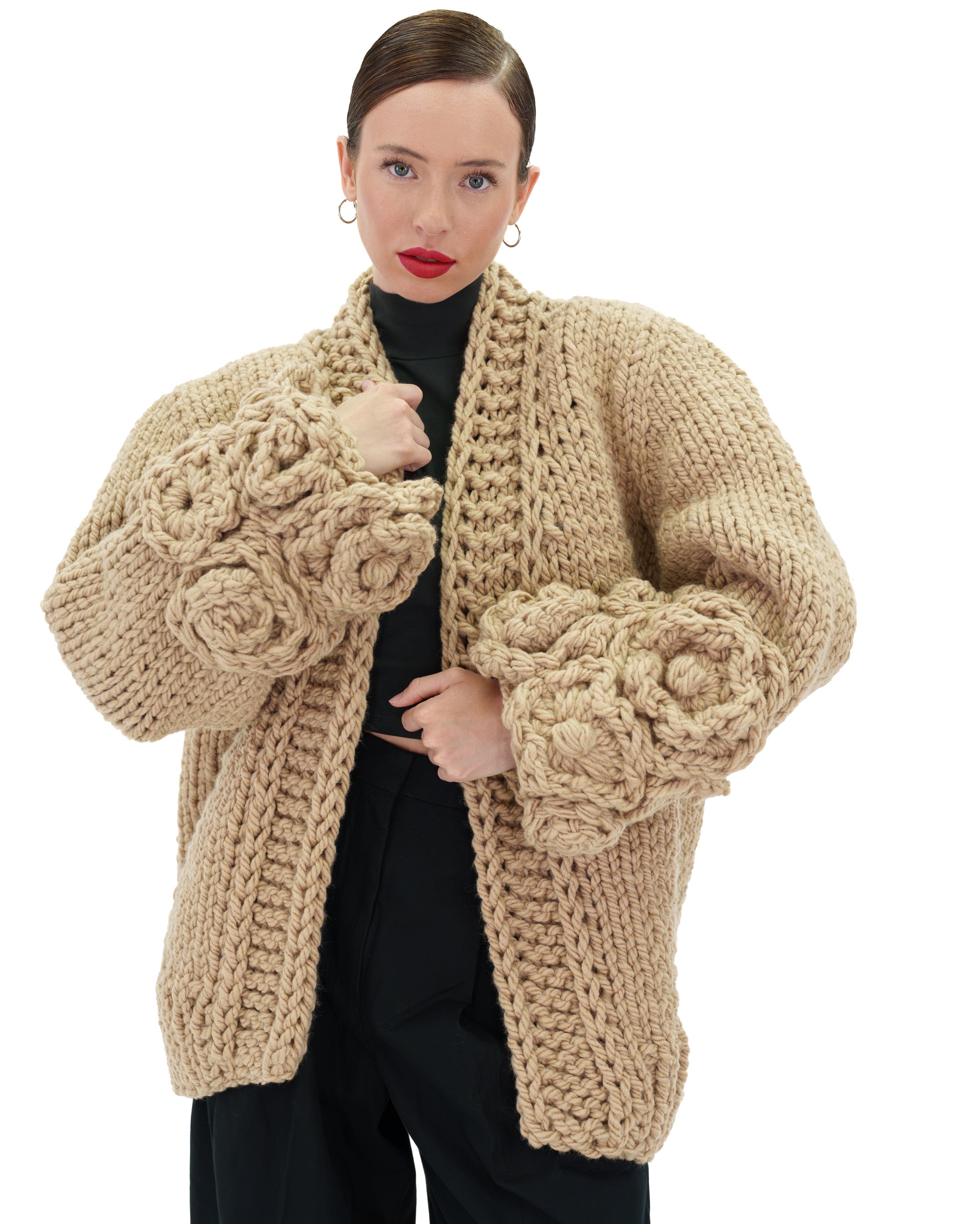 Floral Sleeves Cardigan for Women - Lightweight Open Front Knit Sweater with Floral Embroidery | Perfect for Spring Outfits, Office Wear & Casual Dates