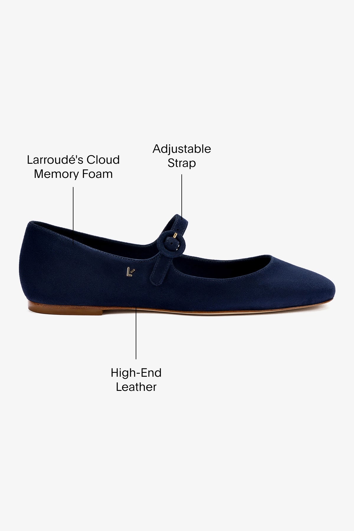 Blair Women's Navy Suede Ballet Flats - Comfortable & Stylish Slip-On Shoes for Work, Travel & Casual Wear