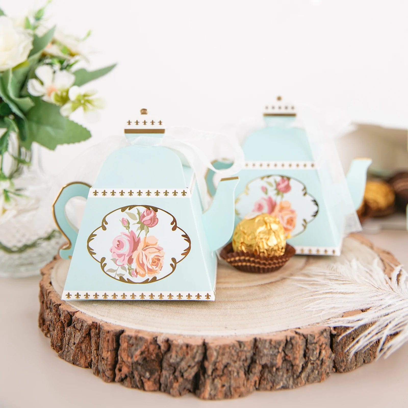 25 Mini Teapot Wedding Favors with Ribbon - Elegant Tea Party Favors for Bridal Shower, Baby Shower & Special Events