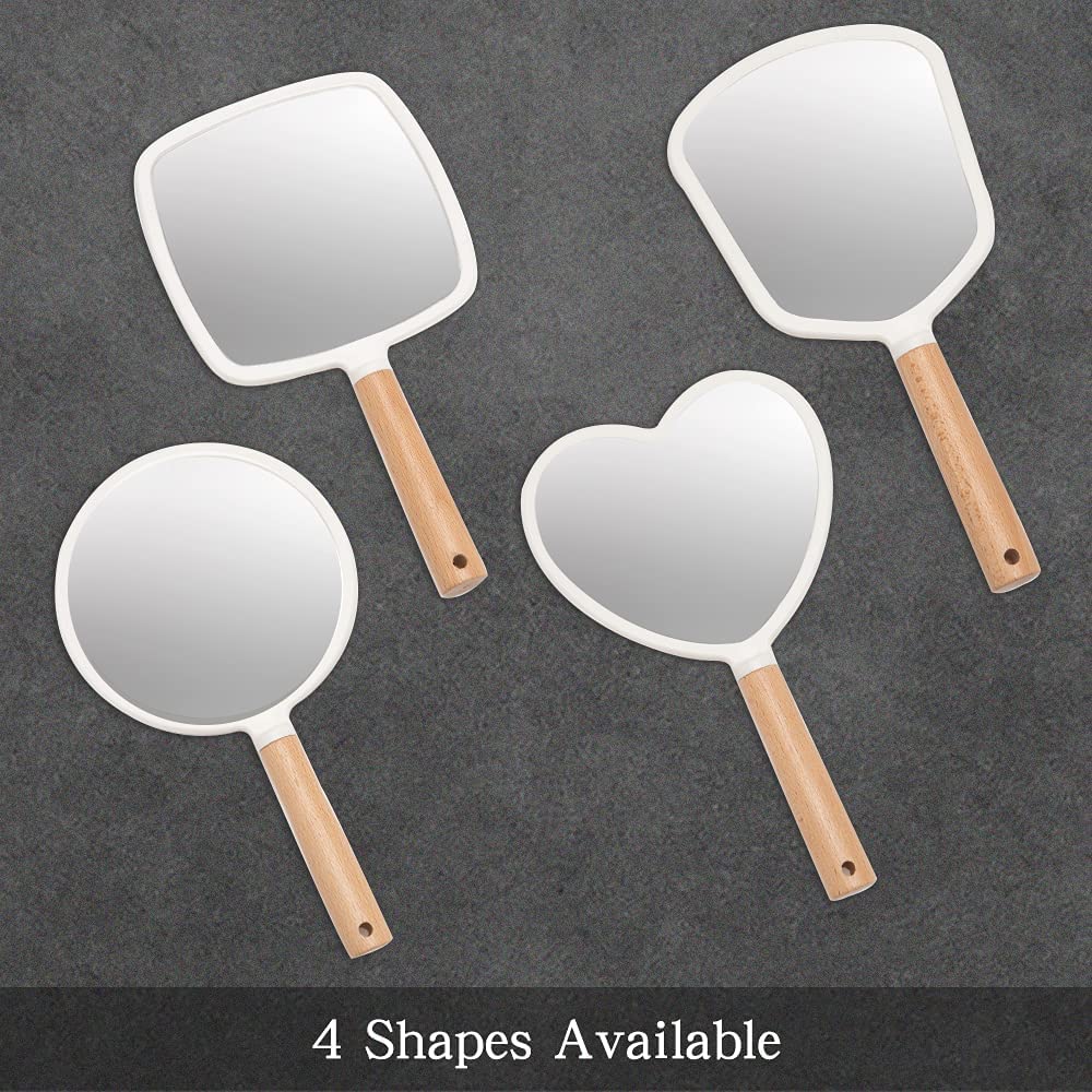 WE-CEF Handheld Wooden Makeup Mirror - Travel Portable for Men & Women - Green Square Design for Home & Travel