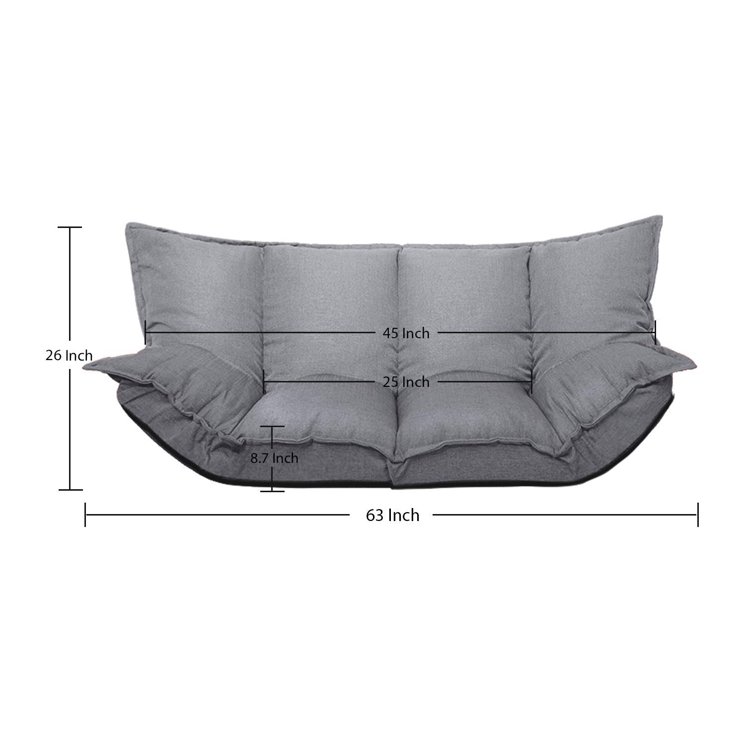 Jerry & Maggie Adjustable Folding Sofa Bed - Ultra Grey Lazy Couch for TV Watching, Gaming & Napping | Comfortable Futon Set for Small Spaces, Living Room & Bedroom