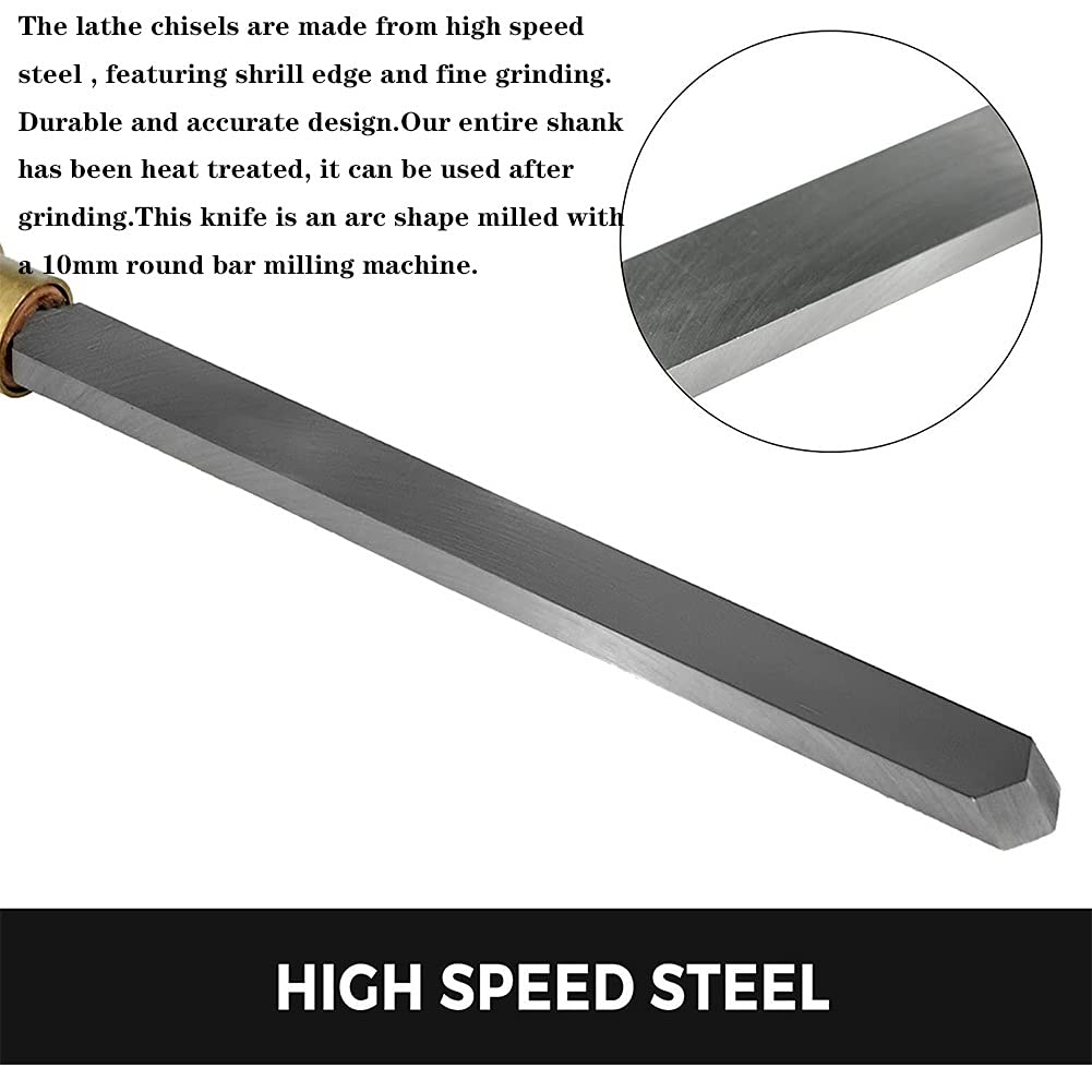 5-Piece Professional Wood Chisel Set - Lathe Chisels Kit with Rougher, Finisher & Detailer Tools for Wood Carving & Turning - Perfect for Beginners, Hobbyists & Professionals - Great for DIY Projects, Furniture Making & Woodworking Crafts