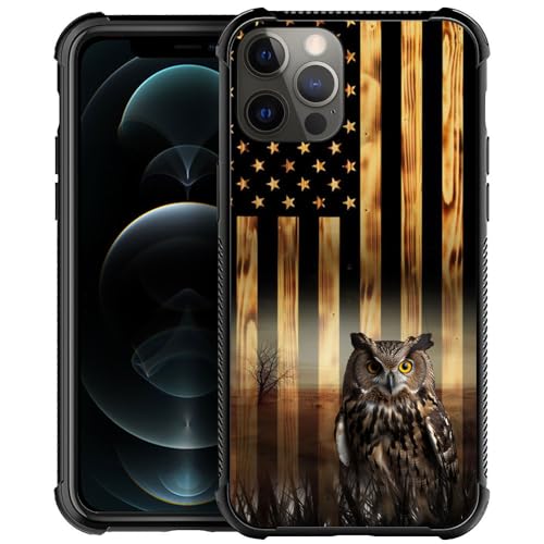 Wood grain American flag owl