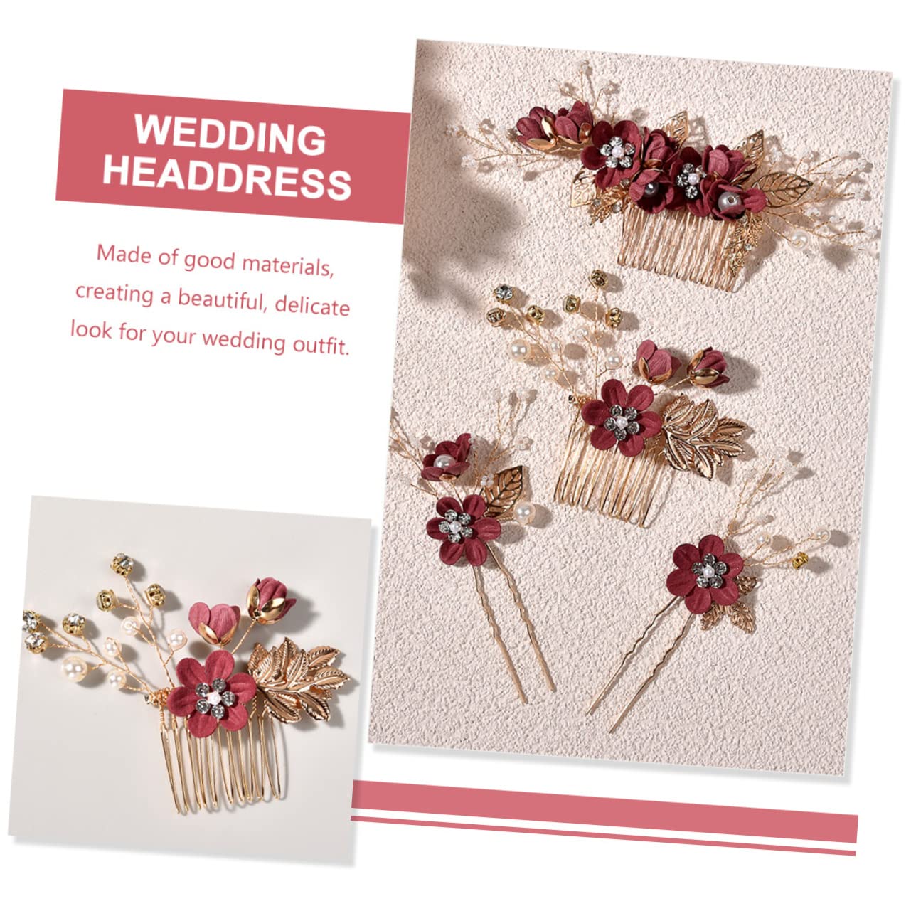 5 Sets Wedding Hairpins for Bride - Pearl Flower Hair Clips, Hair Comb Accessories for Women (Zinc Alloy) - Perfect for Bridal Shower, Wedding Ceremony & Special Occasions