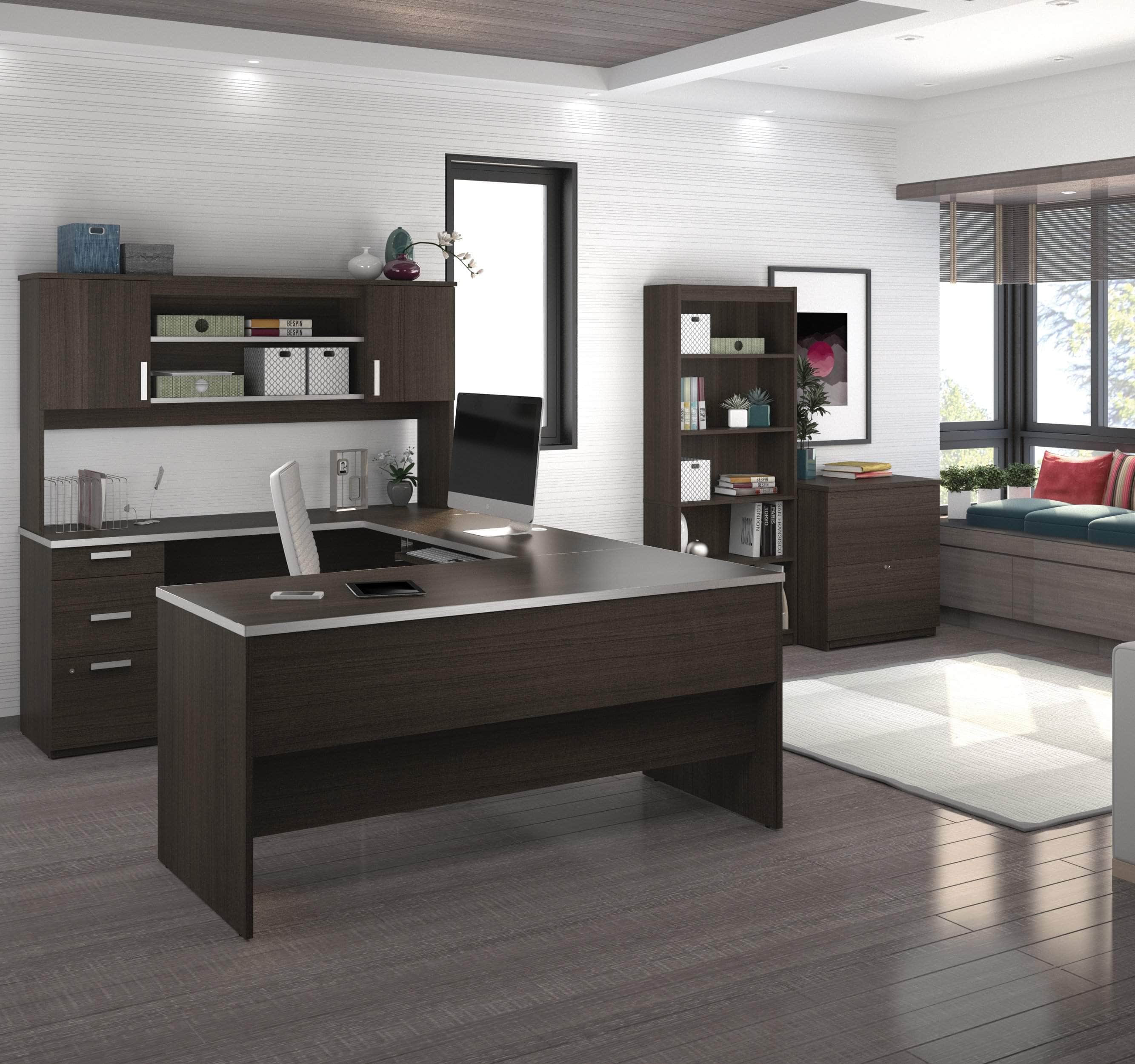 Ridgeley Executive Computer Desk with Hutch, Lateral File Cabinet & Bookcase - 2 Color Options | Home Office & Study Room Furniture for Professionals