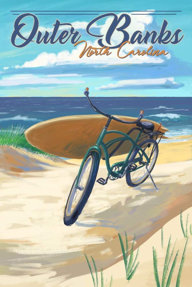 Outer Banks North Carolina Beach Cruiser - 36x54 Giclee Gallery Print - Coastal Travel Poster Wall Art Decor for Living Room, Bedroom & Office