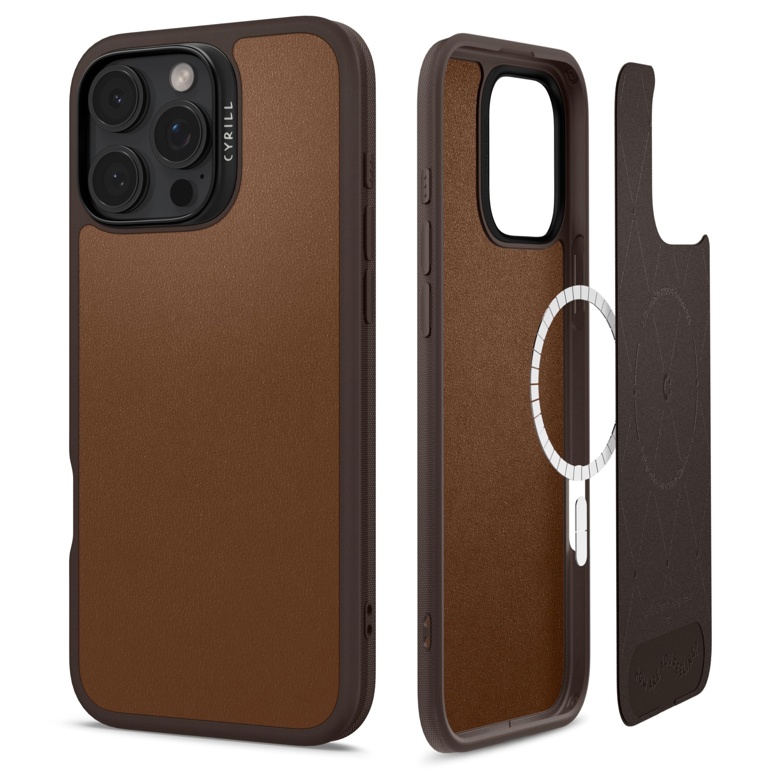 Premium Vegan Leather Case for iPhone 16 Pro - Shock-Absorbent MagSafe Compatible Bumper - CYRILL Kajuk Mag (Saddle Brown) - Perfect for Work, Travel & Everyday Protection