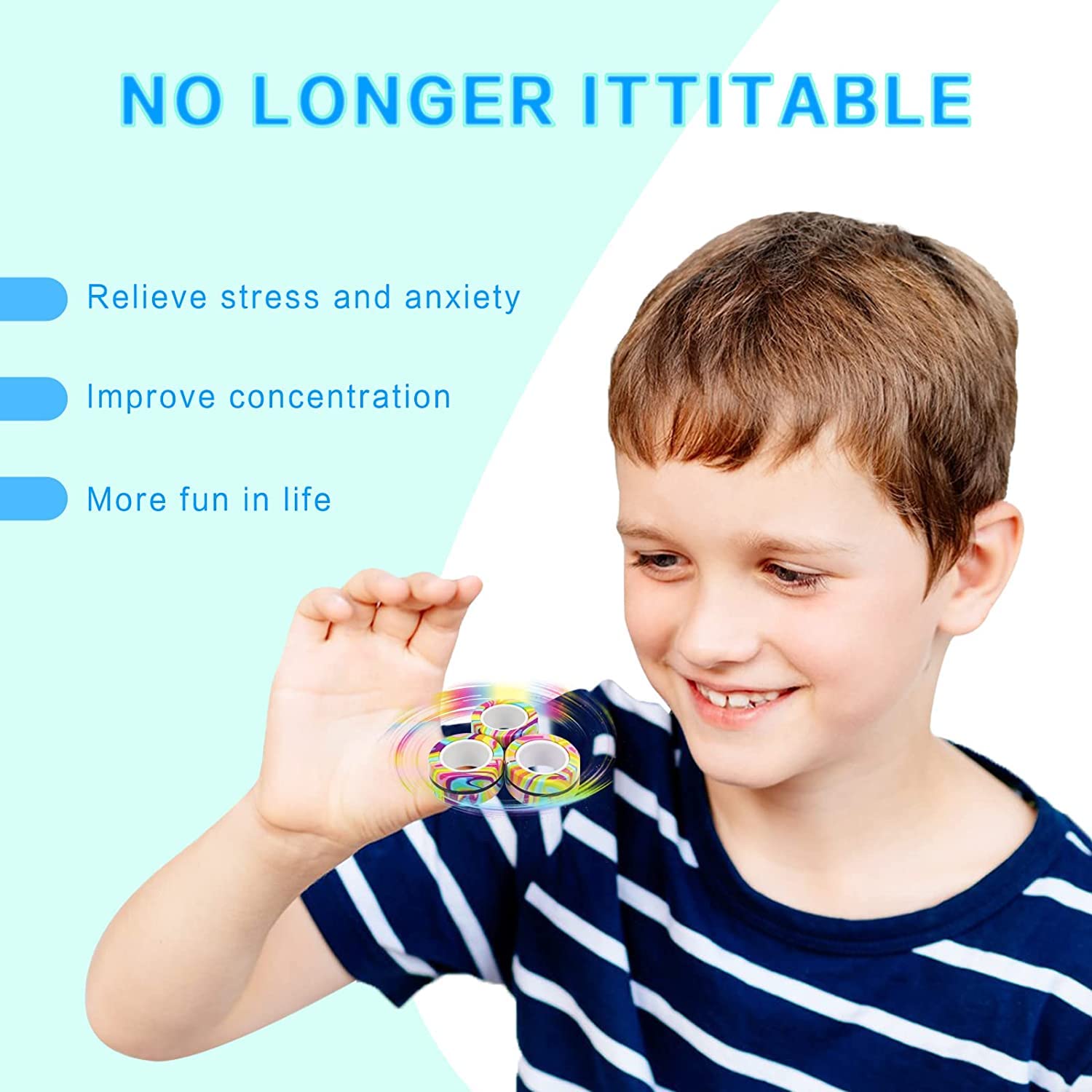 Steemjoey Magnetic Fidget Rings - Stress Relief & Anxiety Therapy Toys for ADHD, Adults & Kids - Perfect for Office, School & Travel - Fun Sensory Fidget Pack for Focus & Relaxation