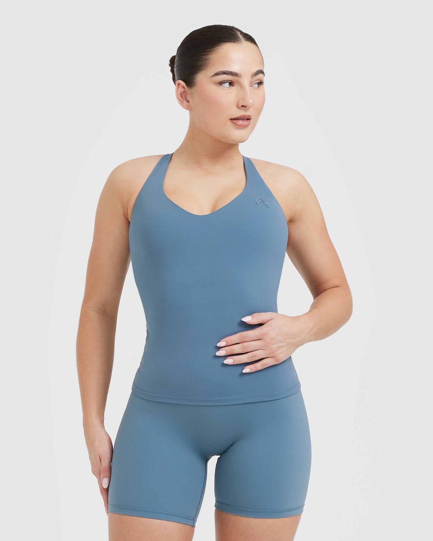 Moonstone Blue V-Neck Cross Back Vest for Women - Elegant & Comfortable Summer Layering Piece for Beach, Yoga, and Casual Wear
