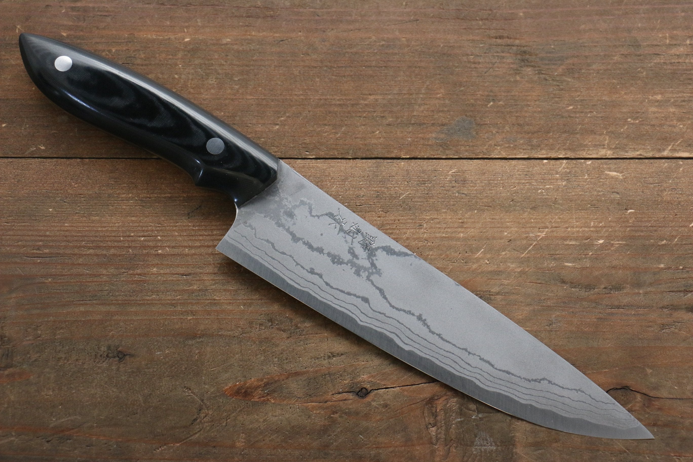 Premium Kazuo Nomura White Steel No.2 Damascus Gyuto Chef Knife 180mm with Durable Micarta Handle - Perfect for Sushi, Meat Slicing & Professional Kitchen Use