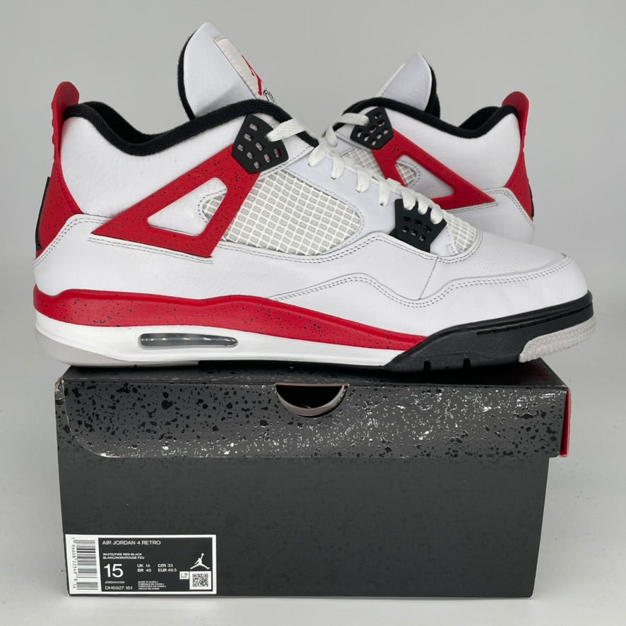 AIR JORDAN 4 Retro Red Cement Men's Basketball Shoes Size 15 (DH6927-161) - Perfect for Sneaker Collectors & Streetwear Fashion