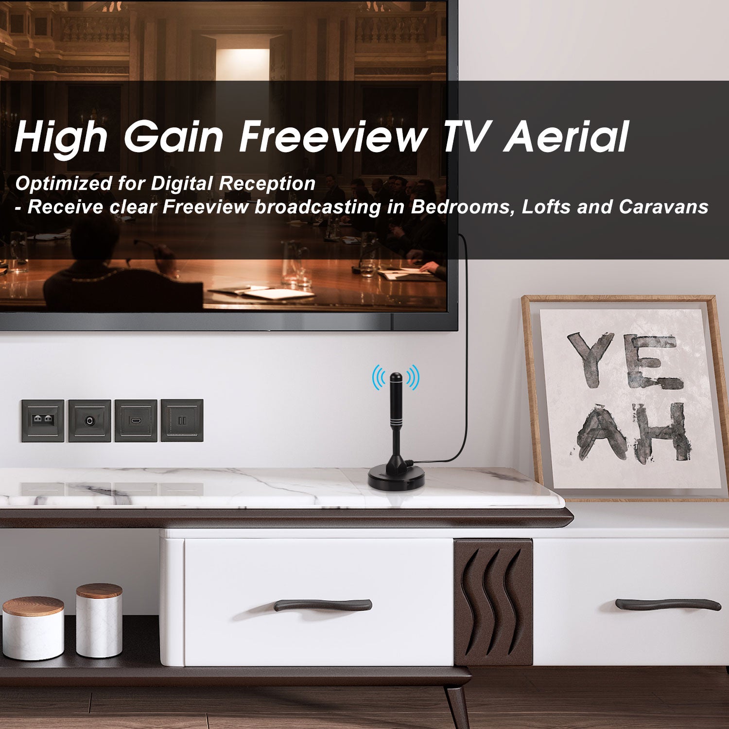 High Gain Portable Freeview TV Aerial DAB FM Antenna for Caravan, Motorhome & RV - August DTA240 [Refurbished] - Perfect for Road Trips, Camping & Outdoor Adventures