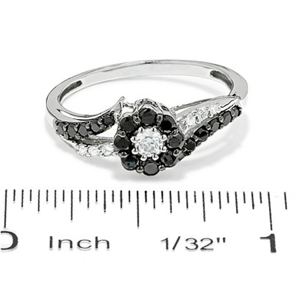 Dazzlingrock Collection 0.60 Cttw 10k White Gold Round Black & White Diamond Women's Engagement Promise Ring - Elegant Jewelry Gift for Her, Perfect for Proposals, Anniversaries & Special Occasions