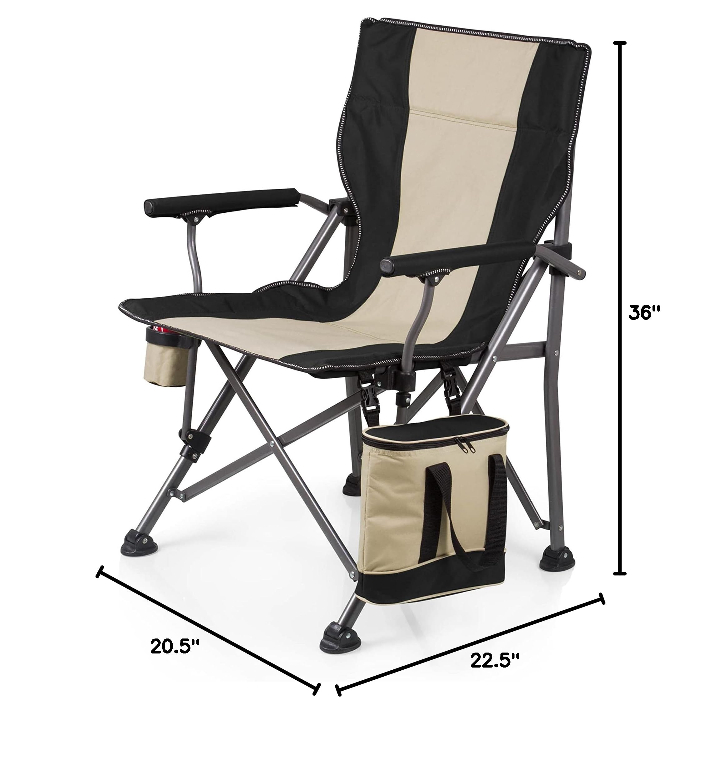 PICNIC TIME NFL Unisex-Adult Outlander Folding Camping Chair with Built-in Cooler - Heavy Duty Portable Beach Chair for Outdoor Games, Tailgating & Picnics