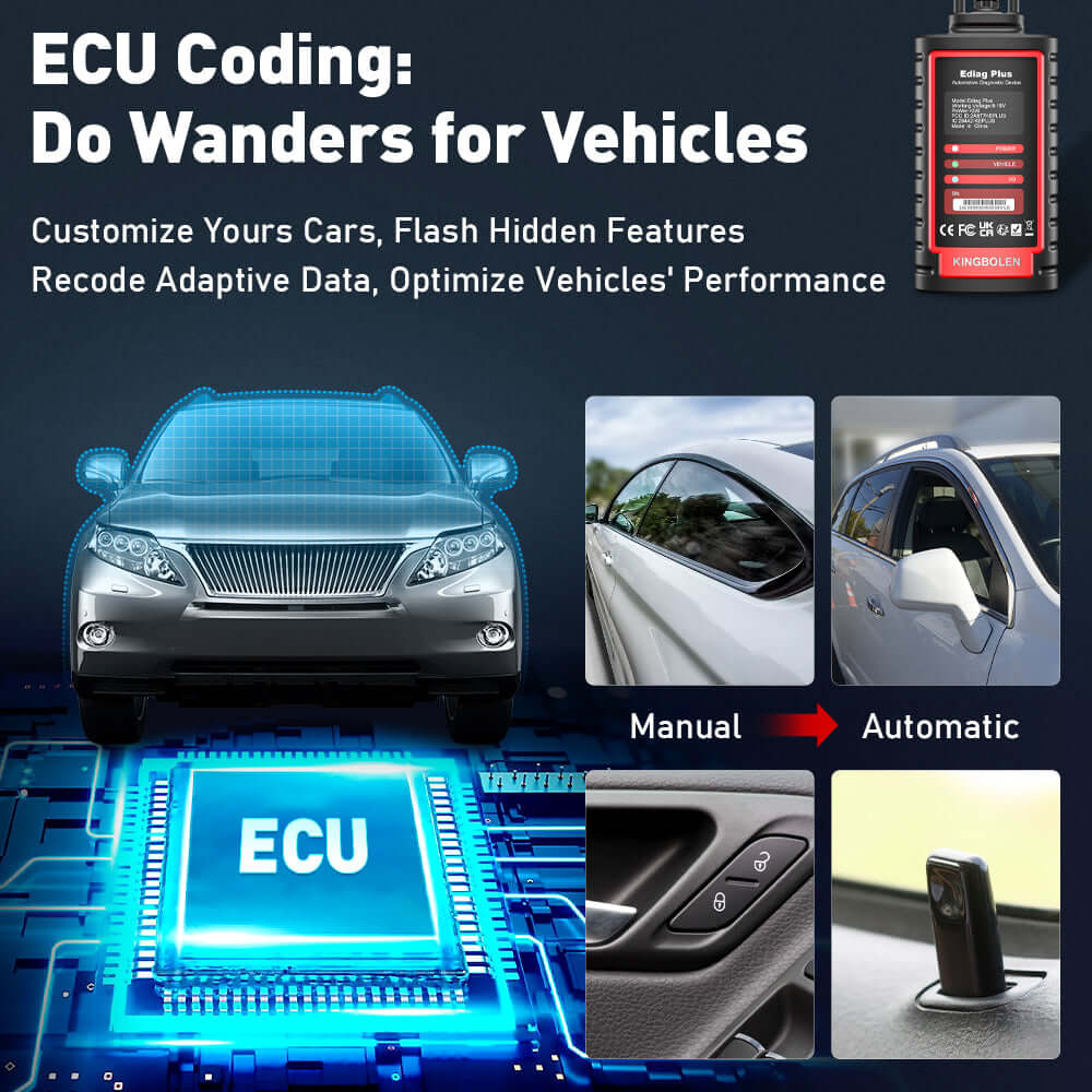 KINGBOLENÂ® Ediag Plus Bidirectional OBD2 Scanner - ECU Coding, CAN FD Support for All Vehicle Systems | Perfect for Mechanics, DIY Car Diagnostics & Auto Repair Shops