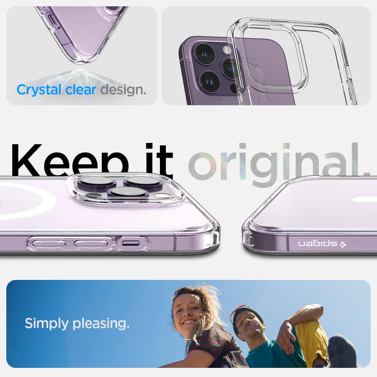 Spigen Ultra Hybrid MagFit iPhone 14 Pro Case - Shockproof, Anti-Yellowing, Magsafe Compatible Clear Phone Cover - Perfect for Work, Travel & Everyday Protection (White)