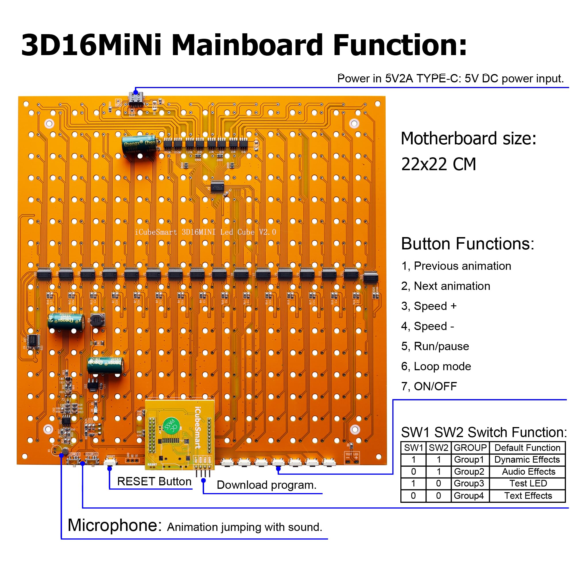 3D LED Cube Light Kit - 16x16x16 RGB LED Electronic Learning Toy for Teens & Kids | STEM Educational DIY Project | Perfect for Coding Practice, Science Fair & Home Learning Activities (3D16MINI-MULTI-KIT)