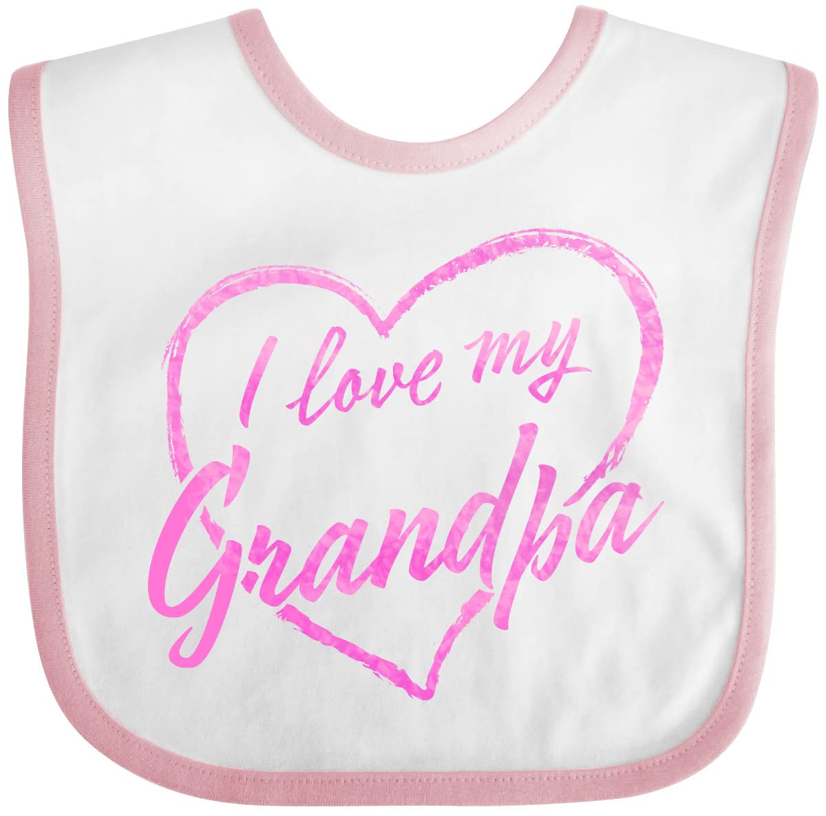 Inktastic I Love My Grandpa Pink Chalk Heart Baby Bib - Cute Gift for Grandparents Day, Baby Shower & Family Reunions