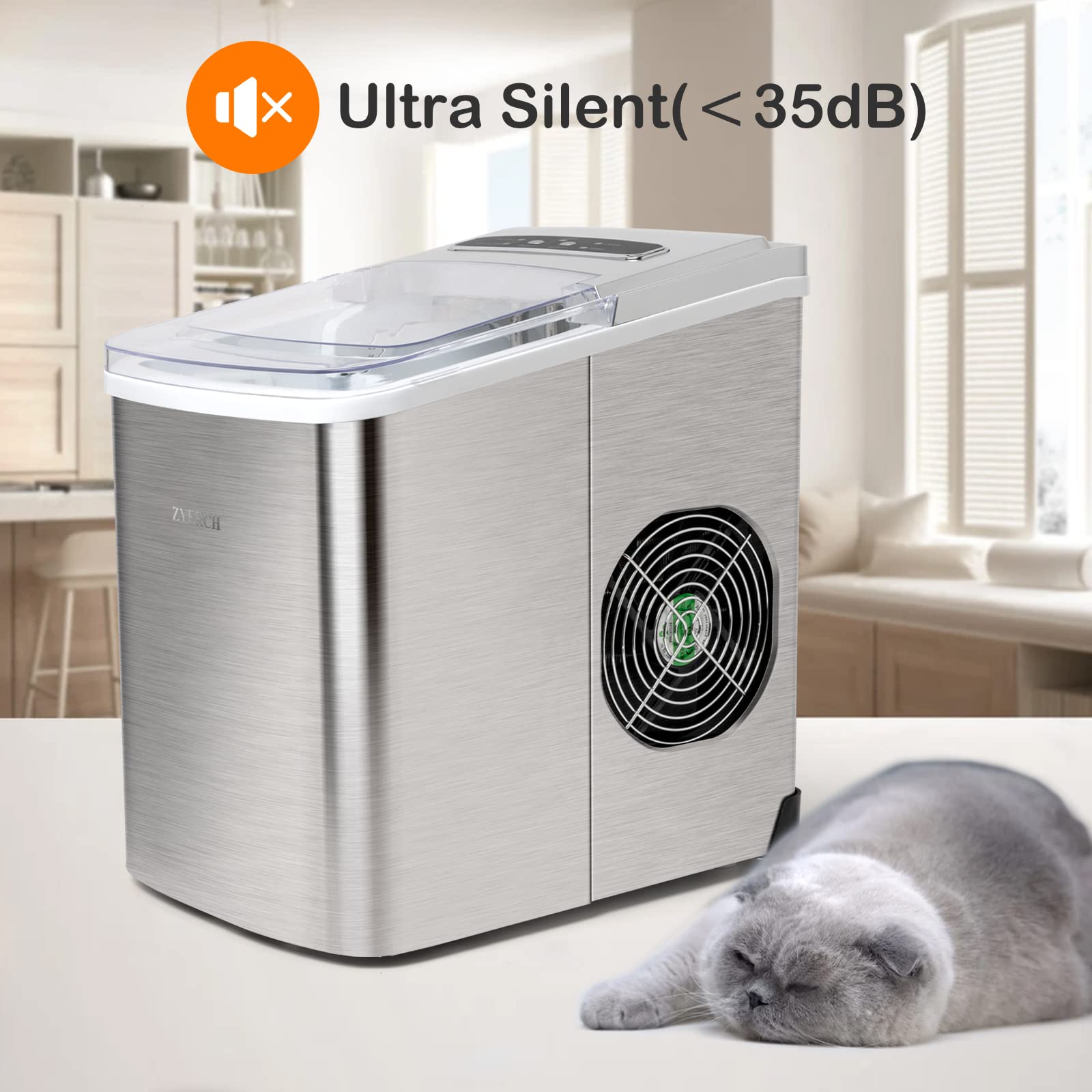 Portable Ice Maker Machine - 26lbs Daily Output, Large & Small Ice Cube Options, Easy to Clean Countertop Ice Maker for Home, Office, Party & Outdoor Use - Perfect for Cocktails, Beverages & Summer Entertaining