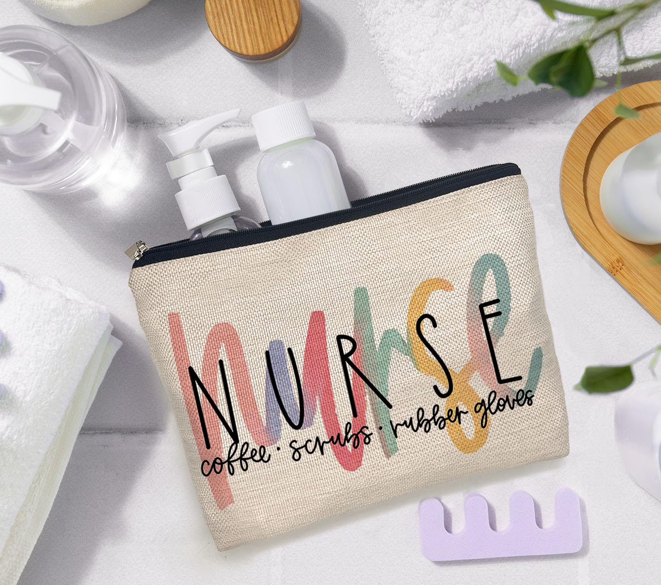 Nurse Makeup Bag for Women - Large Travel Cosmetic Organizer with Zipper, Perfect Toiletry Pouch for Nurses & Healthcare Workers | Great Nurse Appreciation Gift for Work, Hospital & Travel Use