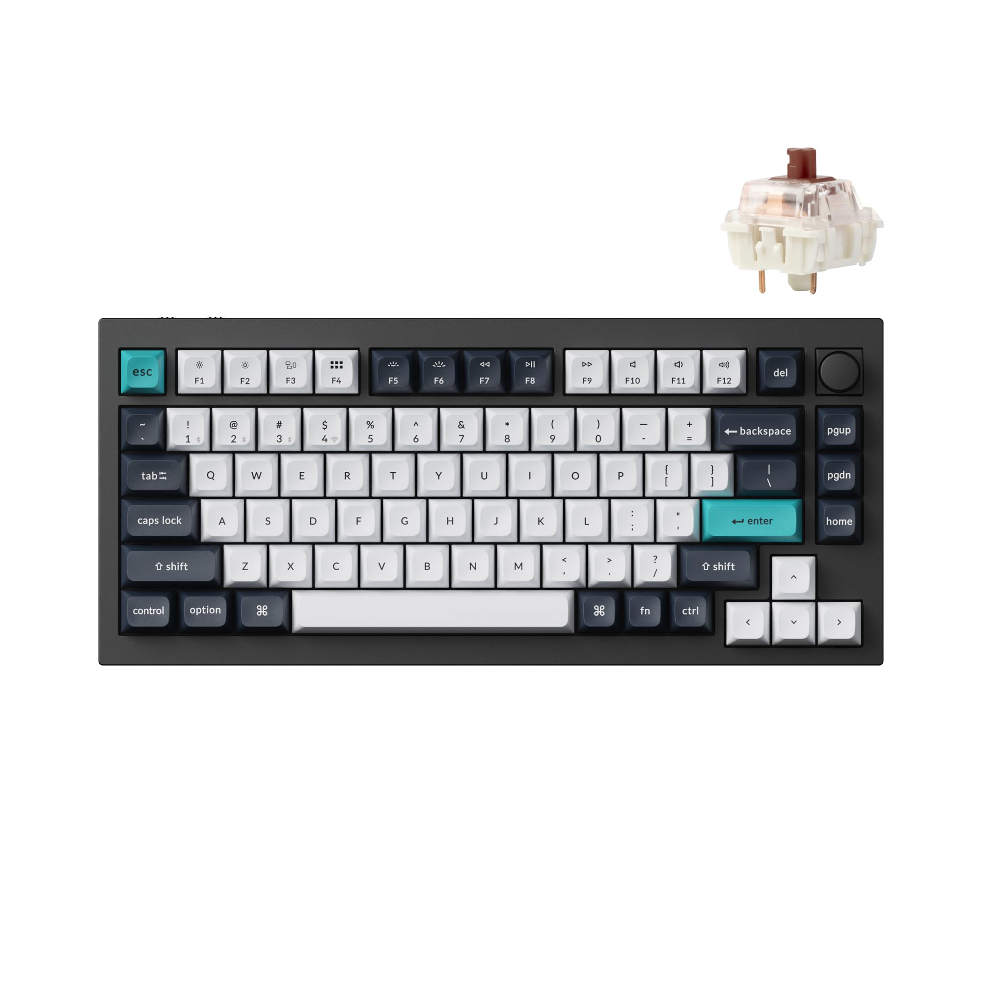 Keychron Q1 Max RGB Custom Mechanical Keyboard - Hot-Swappable Full Metal Design with Gateron Jupiter Brown Switches | QMK/VIA Programmable Knob | 2.4GHz Wireless, Bluetooth 5.1 & USB-C Wired | Compatible with Mac, Windows, Linux | Perfect for Gaming, Coding & Office Work
