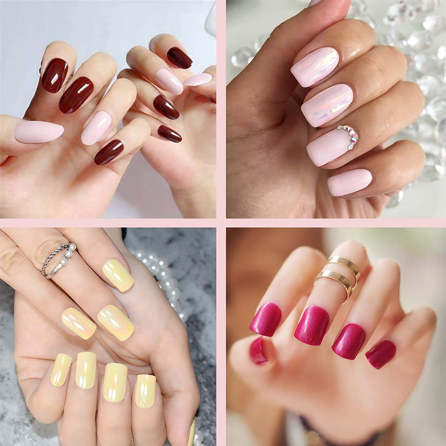 500 Pcs French Long Acrylic False Nails with 3 Bottles Nail Glue - Natural Color Artificial Nail Tips for Manicure, Salon & Home Nail Art | Perfect for Wedding, Party & Special Occasions