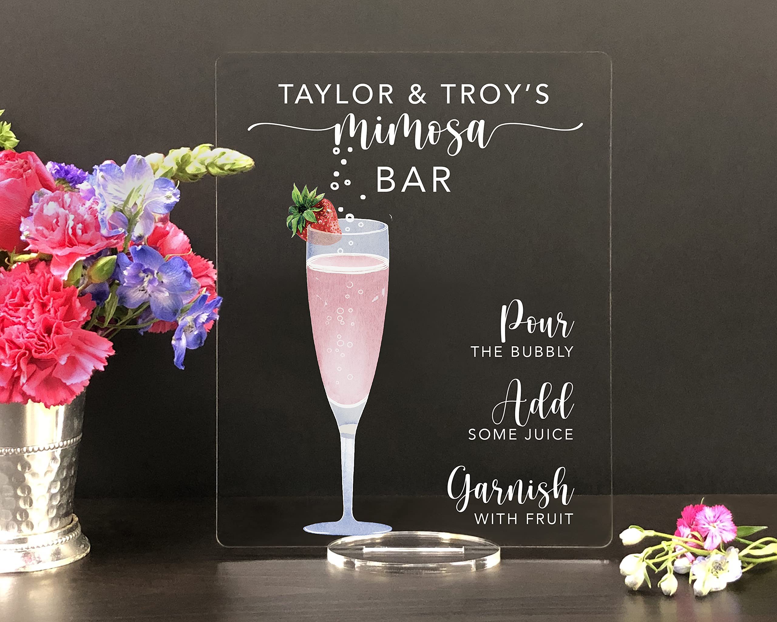 Custom Mimosa Bar Sign - Elegant Bridal Shower & Wedding Bar Menu Sign - Cocktail Bar Sign for Weddings, Parties & Special Events - Perfect for Mimosas, Cocktails & Drink Stations