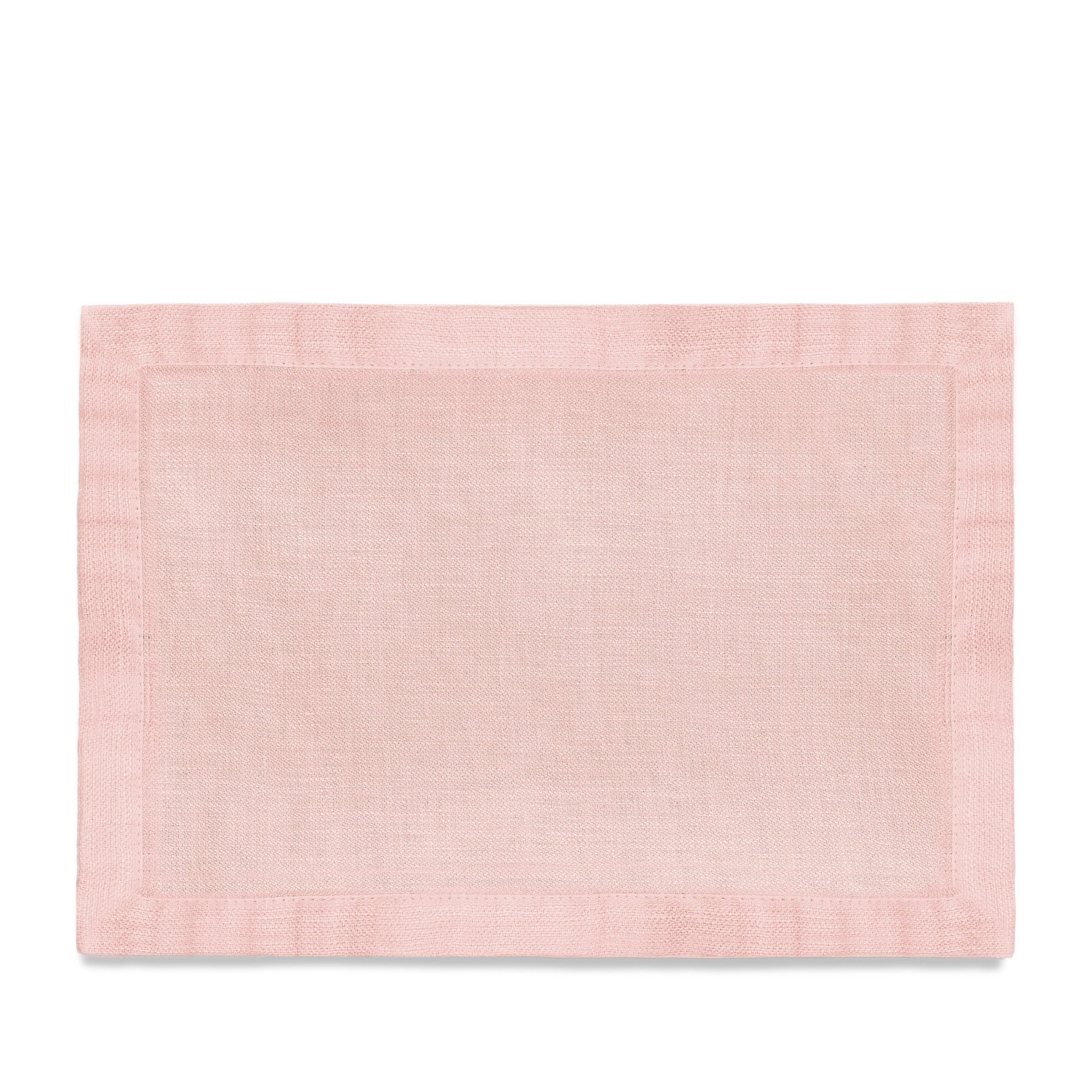 Premium Linen Sateen Placemats Set of 4 - Soft Pink Elegant Table Mats for Dining, Kitchen Decor, and Special Occasions
