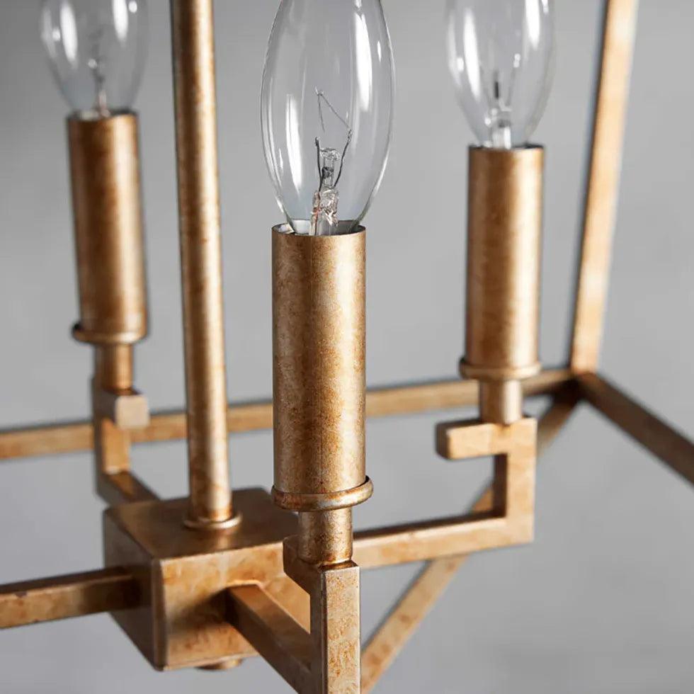 Vintage Industrial Geometric Cage Candelabra Ceiling Light - Rustic Metal Pendant Lighting for Dining Room, Kitchen, or Bedroom