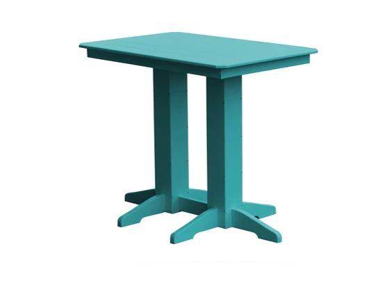A & L Furniture Bar Table with Free 2 Umbrella Holes - Outdoor Patio, Backyard, Poolside & Restaurant Dining Height Table - Perfect for Entertaining & Relaxing