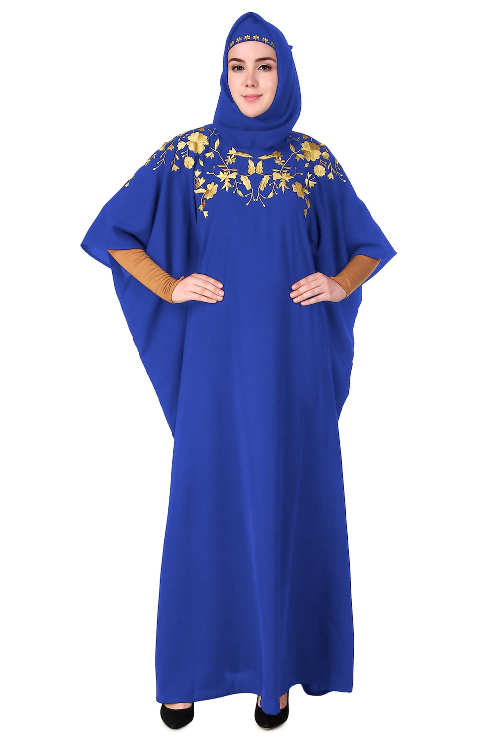 Exquisite Hand-Embroidered Floral Kaftan Dress for Women | Boho Chic Beach Cover Up | Perfect for Summer Vacations, Pool Parties & Resort Wear
