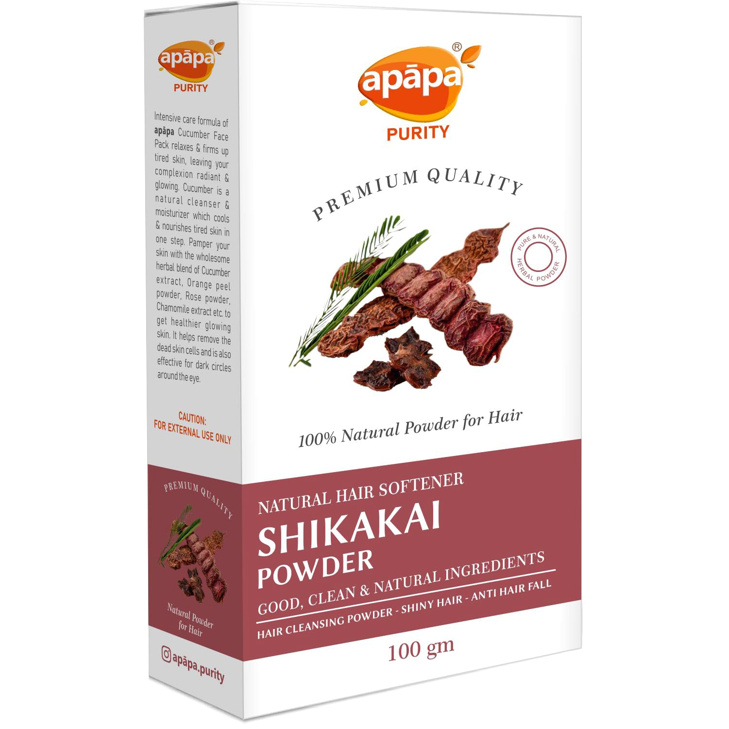 Apāpa Shikakai Powder - Natural Hair Cleanser & Mask for Soft, Shiny Hair | Controls Hair Fall, Dandruff & Frizz | Vegan, 100g | Perfect for Daily Hair Care & Scalp Treatment