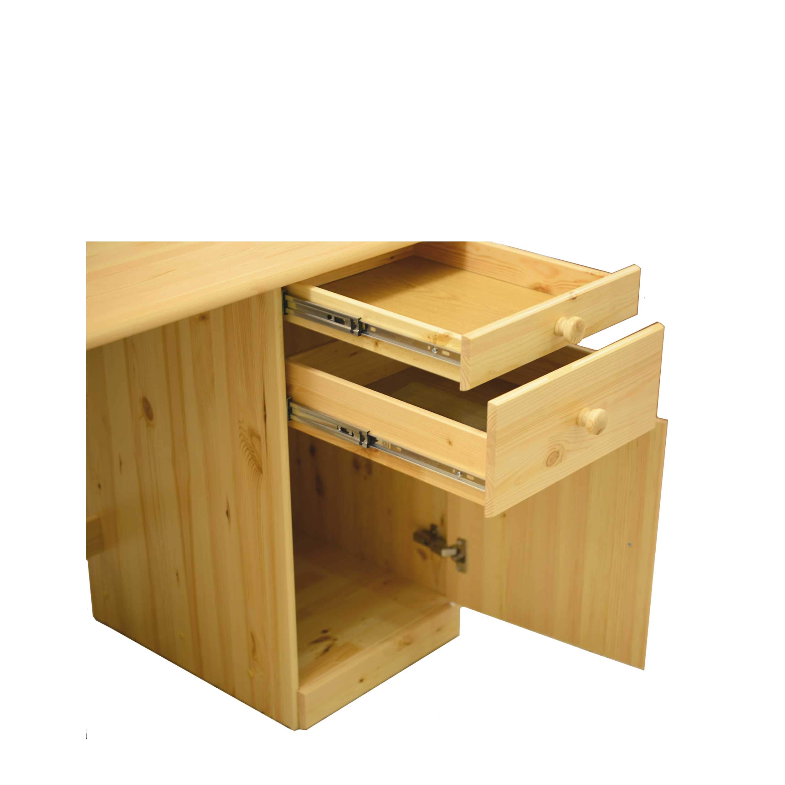 Henry Solid Wood Soft Close Drawers Desk - Natural Finish Writing Table for Home Office, Study & Workspace | Durable Wooden Computer Desk with Smooth Gliding Drawers