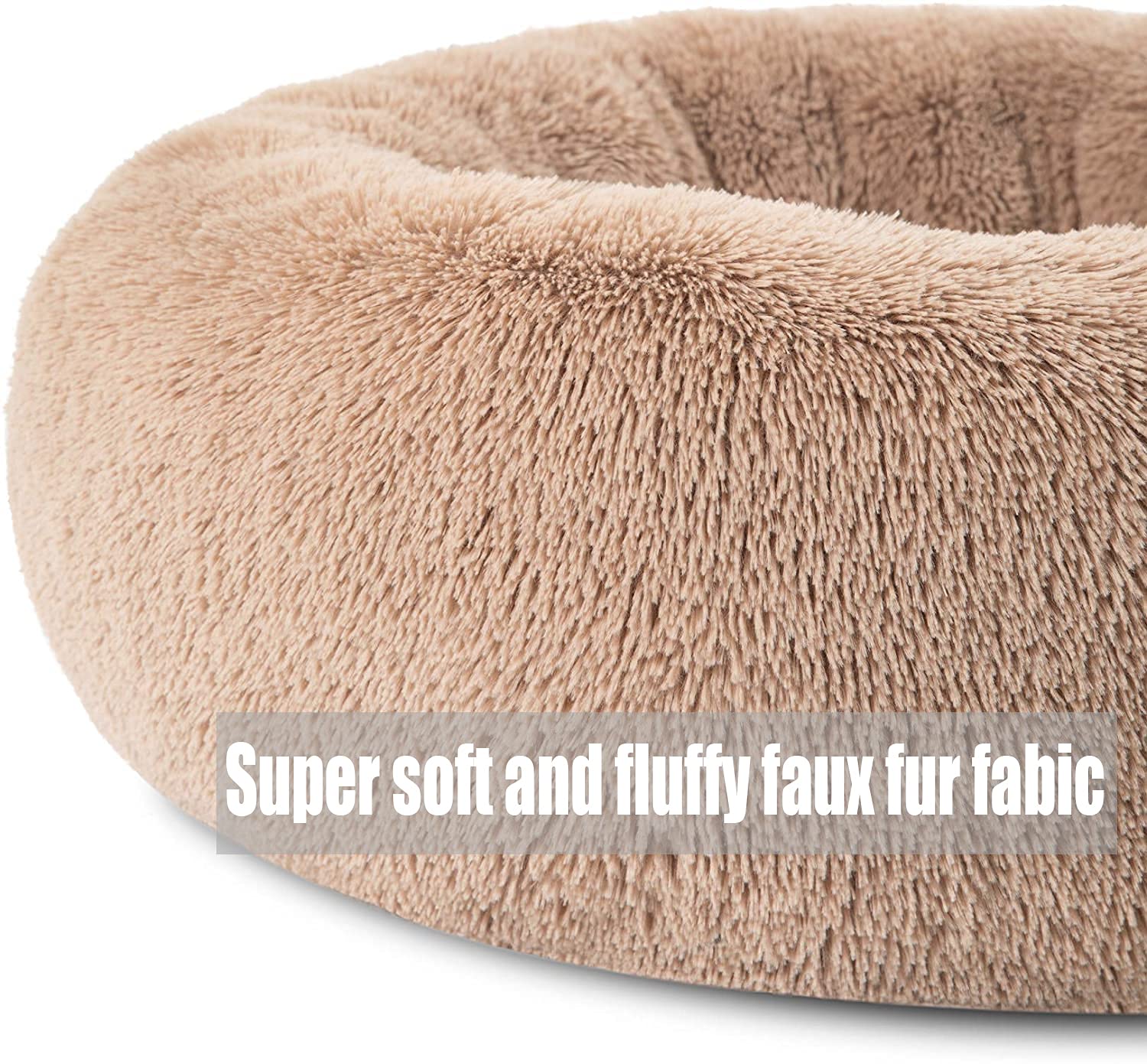 Calming Faux Fur Donut Dog Bed - Washable Round Pet Bed with Anti-Slip Bottom, Gradient Royal Blue (35 Inch) - Perfect for Anxious Pets, Cozy Indoor Napping & Stress Relief
