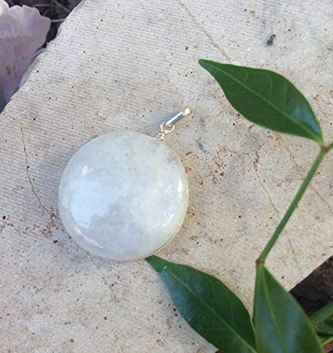 Natural Round Moonstone Silver Pendant Necklace - Tiny Boho Spiritual Jewelry Gift for Women - Perfect for Meditation, Yoga & Everyday Wear