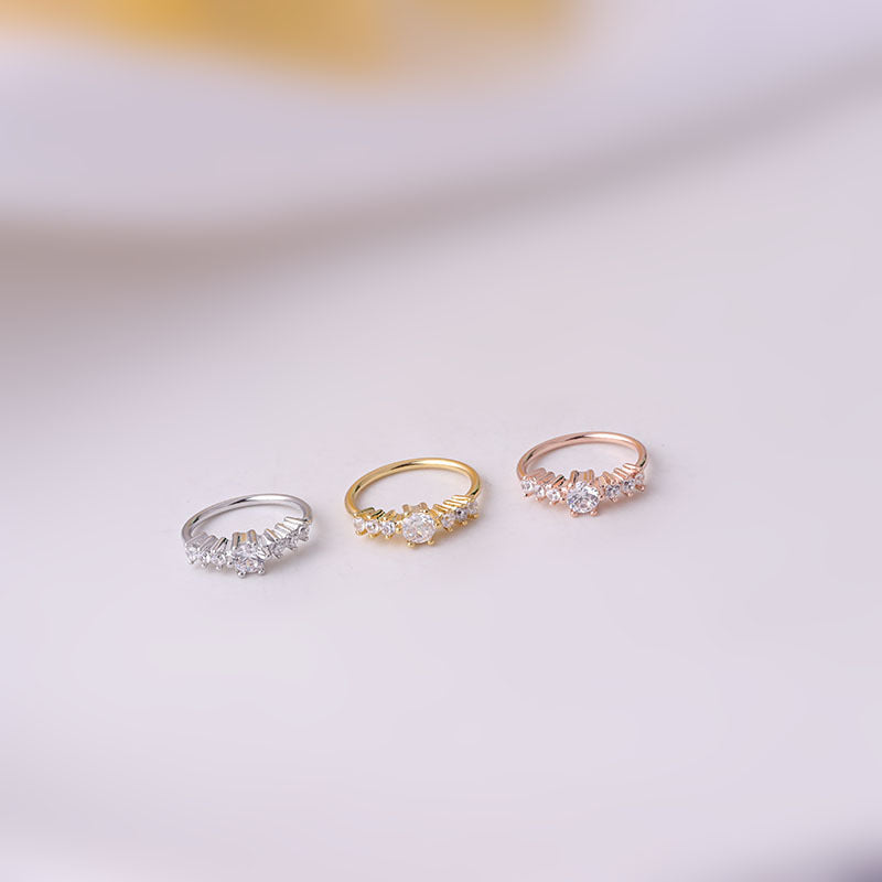 18K Rose Gold Dainty Cubic Zirconia Pave Septum Ring - Elegant Nose Piercing Jewelry for Women | Perfect for Everyday Wear, Parties & Special Occasions
