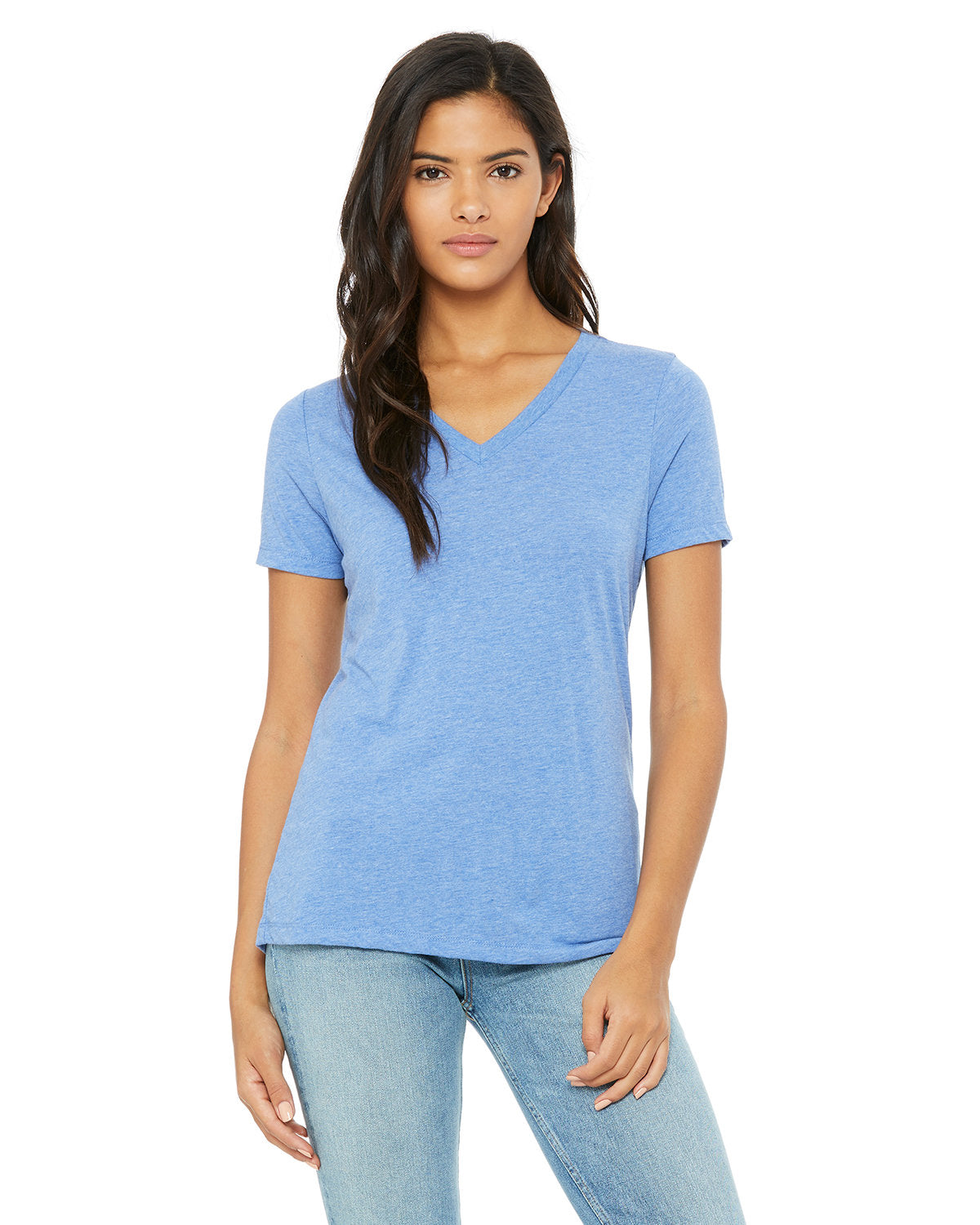 Bella + Canvas 6415 Women's Soft Relaxed Fit Tri-Blend V-Neck T-Shirt - Comfortable Casual Wear for Everyday, Lounge & Light Exercise