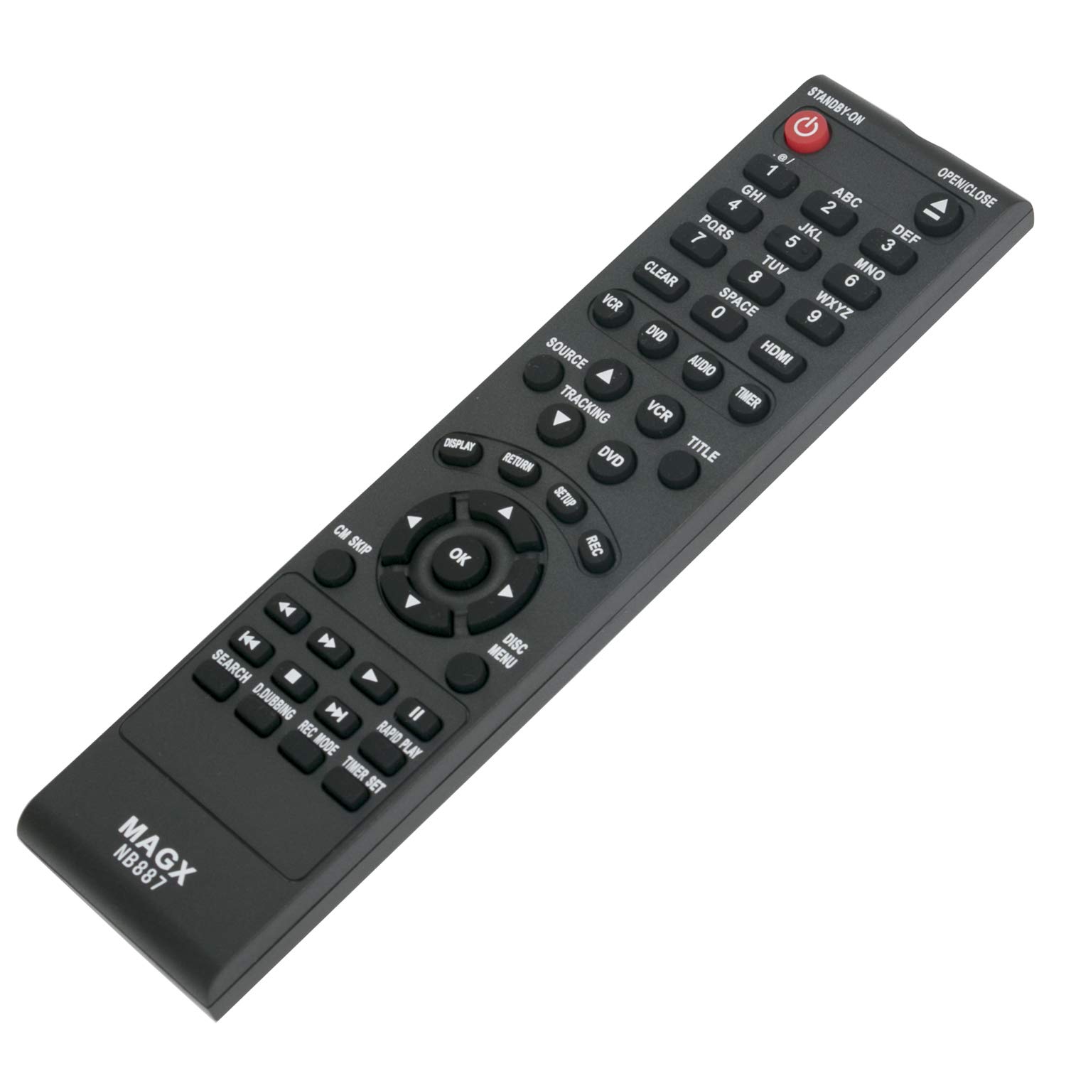 Magnavox DVD DVDR VCR Recorder Remote Control Replacement for MDR161V MDR161V/F7 NB887UD NB887UH RZV427MG9 Models - Perfect for Home Theater & Media Playback