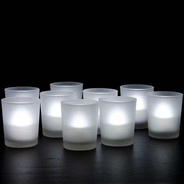 10 Pack Frosted White Glass Votive Candle Holders - DIY Candle Making Kit, Tealight Candle Cups for Wedding, Party, Home Decor & Table Centerpieces