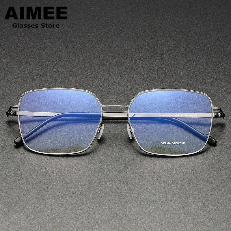 Aimee Women's Full Rim Square Double Bridge Stainless Steel Eyeglasses Frame 22511 - Stylish & Durable for Work, Reading & Fashion