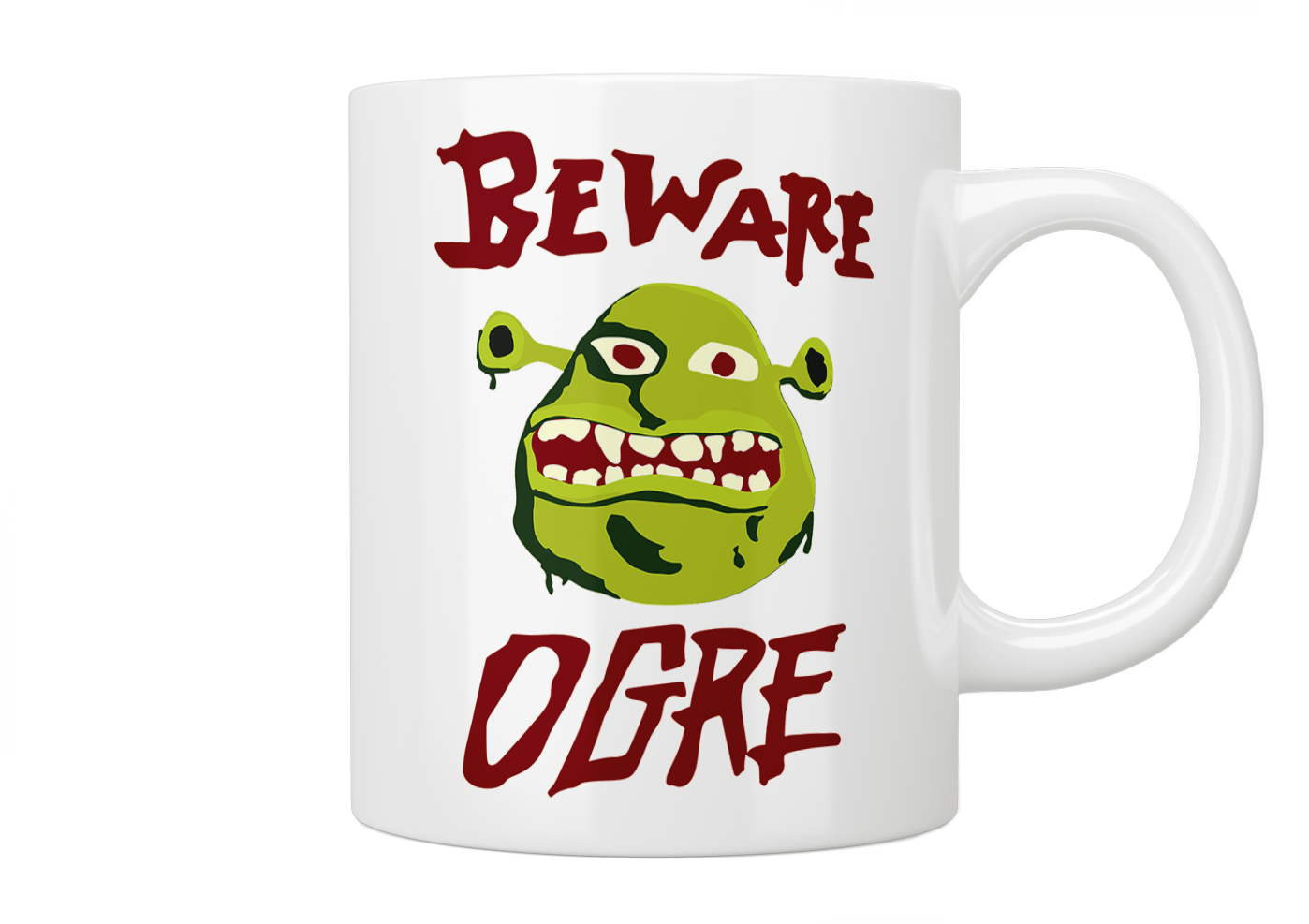 Shrek Beware Ogre Coffee Mug - Funny Cartoon Character Ceramic Cup for Tea & Coffee Lovers - Perfect Gift for Shrek Fans, Office Use, and Movie Nights