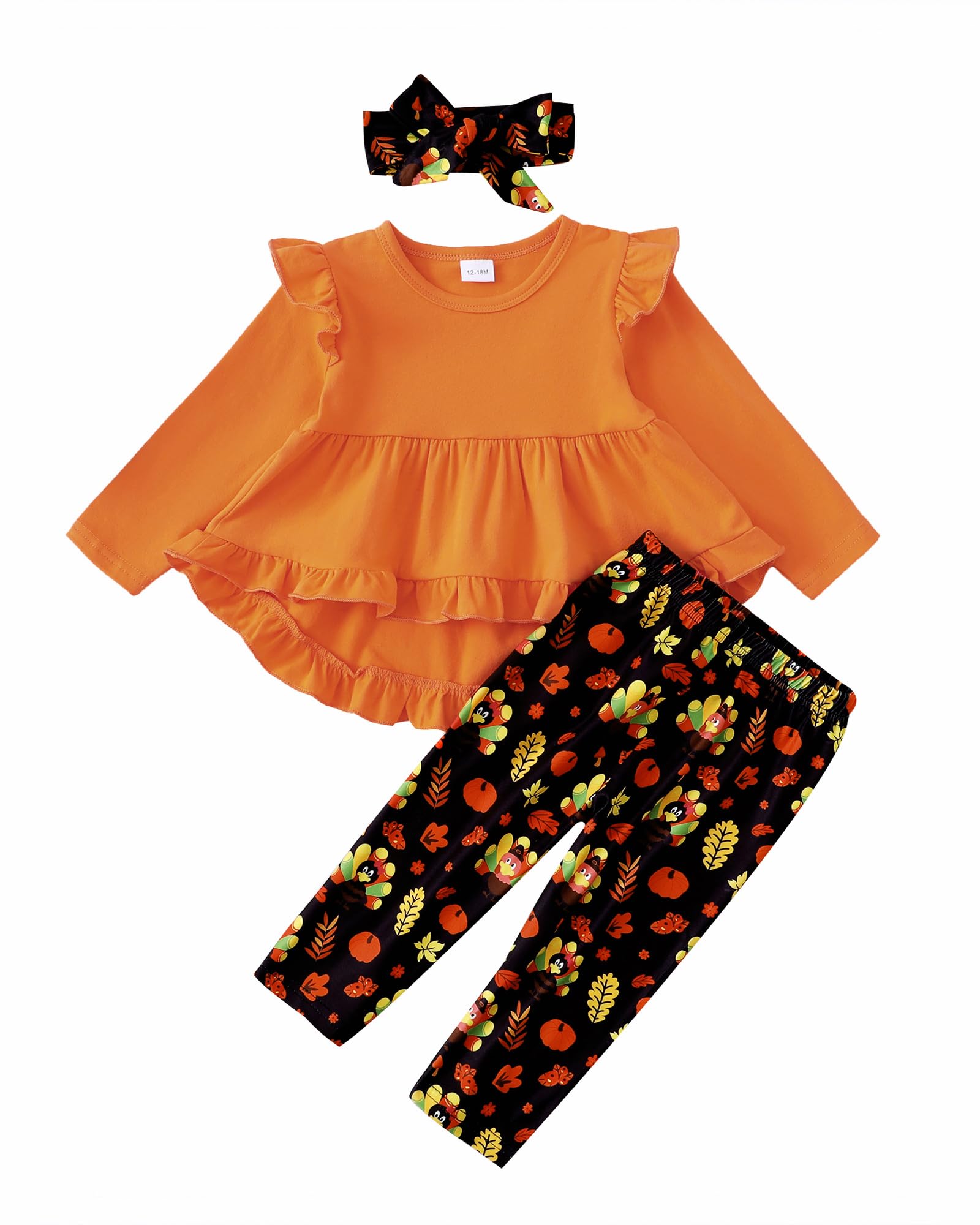 Kucnuzki Baby Girl Clothes - Toddler Girl Outfit with Ruffle Sleeve Shirt & Floral Pant Set | Fall Winter Clothing for Girls | Perfect for Holiday Photos, Family Gatherings & Playdates