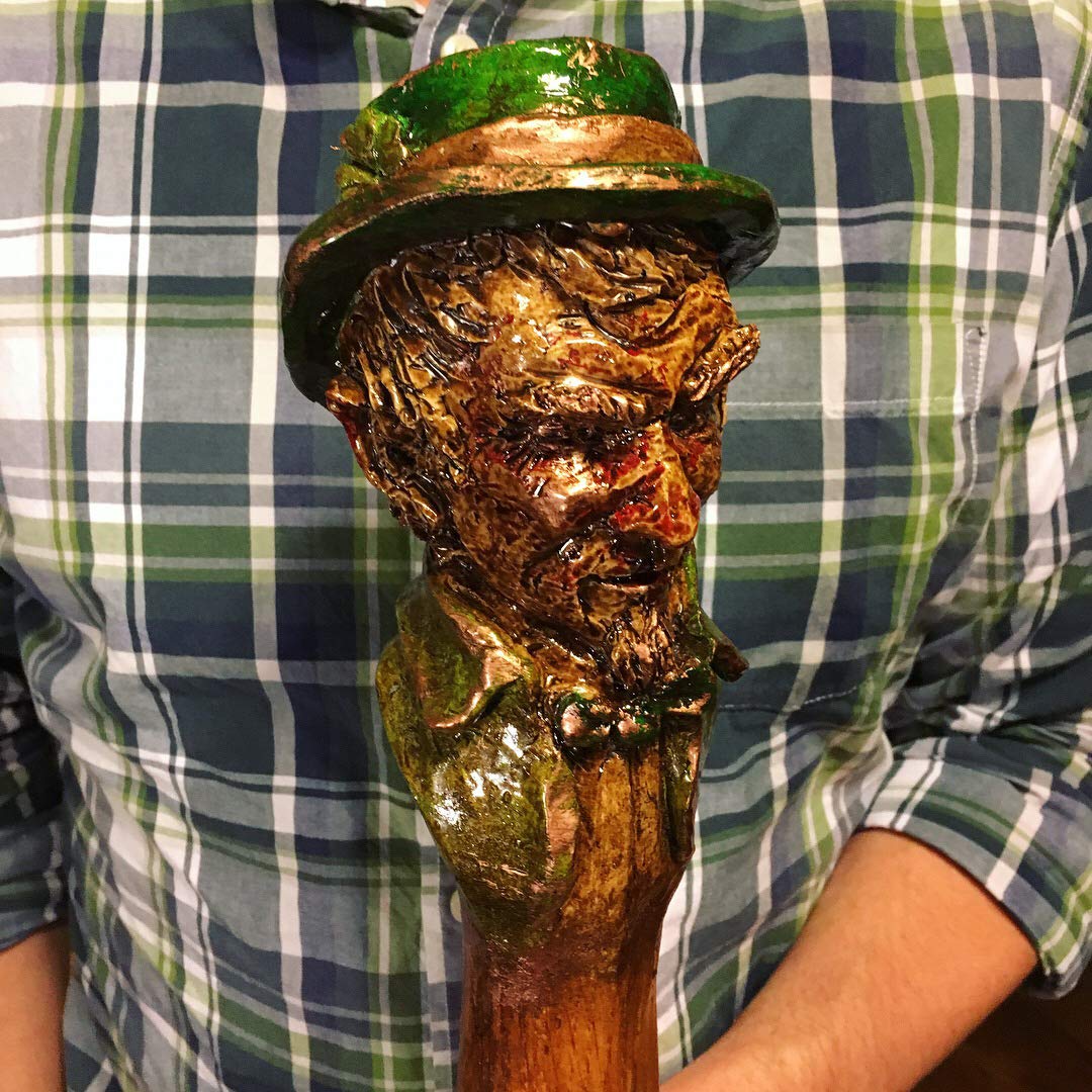 Hand Carved Fighting Irish Walking Stick - Traditional Irish Design, Durable Wooden Cane for Hiking, Travel & Collectors - Perfect Gift for St. Patrick's Day & Irish Heritage Enthusiasts