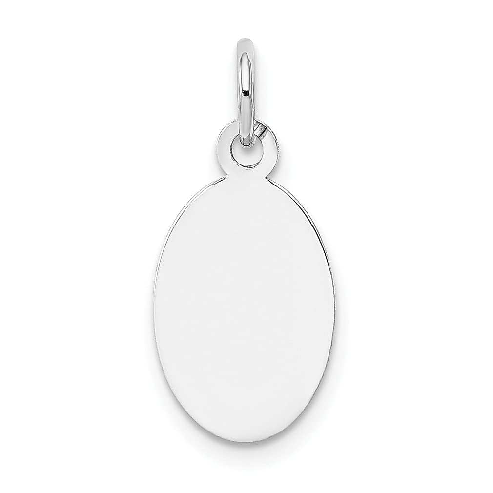 14K White Gold Oval Engravable Disc Charm Necklace - 0.013 Gauge Elliptical Pendant for Women | Elegant Fine Jewelry Gift for Her | Perfect for Anniversaries, Birthdays & Special Occasions